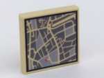 3068bpb0634 - Tile 2 x 2 with Groove with Map Street Level with Red 'X' Pattern