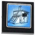 3068bpb0845 - Tile 2 x 2 with Groove with Shed with Basement on Surveillance Screen Pattern (Sticker) - Set 60044