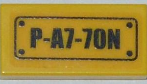 3069bpb0214 - Tile 1 x 2 with Groove with 'P-A7-7ON' Pattern (Sticker) - Set 7050