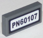 3069bpb0432 - Tile 1 x 2 with Groove with Black 'PN60107' Pattern (Sticker) - Set 60107