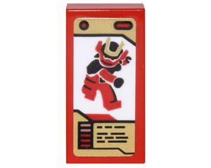 3069bpb0553 - Tile 1 x 2 with Groove with Ninjago Game Card with Red Samurai X (Nya) Pattern (Sticker) - Set 70627
