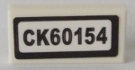 3069bpb0678 - Tile 1 x 2 with Groove with 'CK60154' Pattern (Sticker) - Set 60154