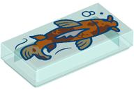 3069bpb1180 - Tile 1 x 2 with Groove with Dark Orange Koi Fish with Reddish Brown Spots Pattern
