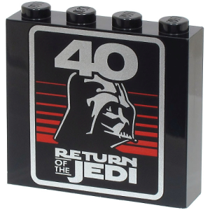 49311pb033 - Brick 1 x 4 x 3 with Silver '40', 'RETURN OF THE JEDI', Darth Vader Helmet and Red Stripes Pattern