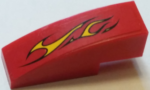 50950pb107R - Slope, Curved 3 x 1 with Flames on Red Background Pattern Model Right Side (Sticker) - Set 60027