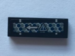 63864pb040 - Tile 1 x 3 with Warning Sign and Arrow on Blue and Silver Hexagons Pattern (Sticker) - Set 75915
