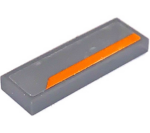 63864pb124R - Tile 1 x 3 with Orange Stripe on Dark Bluish Gray Background Pattern Model Right Side (Sticker) - Set 75892