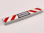 6636pb180 - Tile 1 x 6 with 'CM60223' and Red and White Danger Stripes Pattern (Sticker) - Set 60220