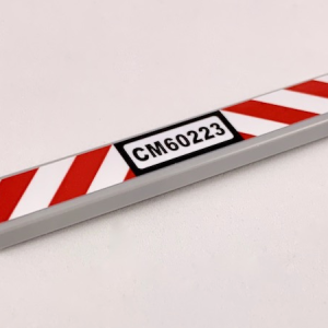6636pb180 - Tile 1 x 6 with 'CM60223' and Red and White Danger Stripes Pattern (Sticker) - Set 60220