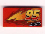 87079pb0031L - Tile 2 x 4 with Lightning, Exhaust Pipes and Offset '95' Pattern Model Left Side