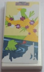 87079pb0292 - Tile 2 x 4 with Frog in Pond and Bird in Tree on Canvas Painting Pattern (Sticker) - Set 41095