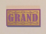 87079pb0302 - Tile 2 x 4 with Medium Lavender 'GRAND' on Gold Background Pattern (Sticker) - Set 41101