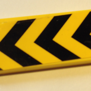 87079pb0553 - Tile 2 x 4 with Thick Black and Yellow Chevron Danger Stripes Pattern (Sticker) - Set 60125