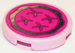14769pb106 - Tile, Round 2 x 2 with Bottom Stud Holder with Magenta Cushion with Chrome Silver Trim and Buttons Pattern (Sticker) - Set 41095