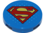 14769pb177 - Tile, Round 2 x 2 with Bottom Stud Holder with Red and Yellow Superman 'S' Logo Pattern