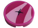 14769pb413 - Tile, Round 2 x 2 with Bottom Stud Holder with Dark Pink Cushion and Black Button Pattern (Sticker) - Set 41444