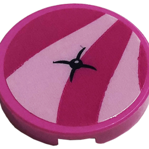 14769pb413 - Tile, Round 2 x 2 with Bottom Stud Holder with Dark Pink Cushion and Black Button Pattern (Sticker) - Set 41444