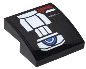 15068pb059L - Slope, Curved 2 x 2 x 2/3 with Silver Belt Pattern Model Left Side (Sticker) - Set 76051