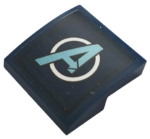 15068pb211 - Slope, Curved 2 x 2 x 2/3 with Metallic Light Blue Avengers Logo Pattern (Sticker) - Set 76123