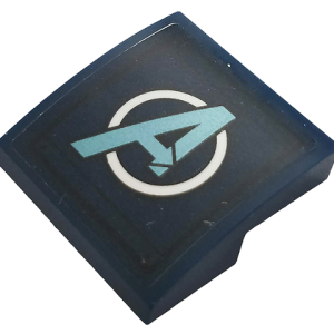15068pb211 - Slope, Curved 2 x 2 x 2/3 with Metallic Light Blue Avengers Logo Pattern (Sticker) - Set 76123