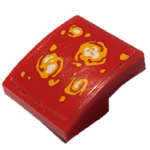 15068pb363 - Slope, Curved 2 x 2 x 2/3 with Bright Light Orange and White Lava Balls Pattern (Sticker) - Set 70323