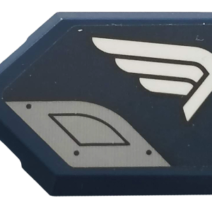 22385pb178R - Tile, Modified 2 x 3 Pentagonal with White Wing and Light Bluish Gray Plate Pattern Model Right Side (Sticker) - Set 76123