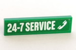 2431pb374 - Tile 1 x 4 with White '24-7 SERVICE' and Phone Receiver Pattern (Sticker) - Set 60081