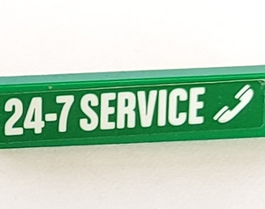 2431pb374 - Tile 1 x 4 with White '24-7 SERVICE' and Phone Receiver Pattern (Sticker) - Set 60081