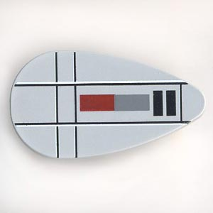 2586px15 - Minifigure, Shield Ovoid with SW Red, Gray, and Black Lines Pattern