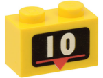 3004px3 - Brick 1 x 2 with White Number 10 Marker Pattern