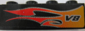 3010pb044R - Brick 1 x 4 with Flame and V8 Right Pattern (Sticker) - Set 8643