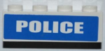 3010pb152 - Brick 1 x 4 with White 'POLICE' Short Font on Blue Background Pattern (Sticker) - Sets 7285 / 7288