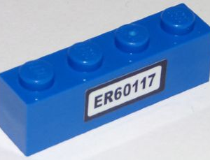3010pb190 - Brick 1 x 4 with Black 'ER60117' Pattern (Sticker) - Set 60117