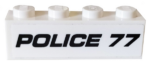 3010pb277 - Brick 1 x 4 with Black 'POLICE 77' Pattern (Sticker) - Set 76059