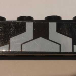 3010pb303 - Brick 1 x 4 with White Triangle and Stripes Pattern (Sticker) - Set 76103