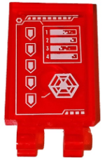 30350bpb066 - Tile, Modified 2 x 3 with 2 Clips with White Nexo Knights Control Panel Pattern (Sticker) - Set 70317