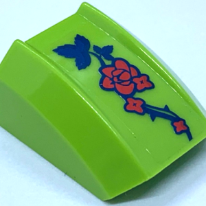 30602pb100 - Slope, Curved 2 x 2 Lip with Dark Blue Vine with Thorns, Leaves, and Red Roses Pattern (Sticker) - Set 41232
