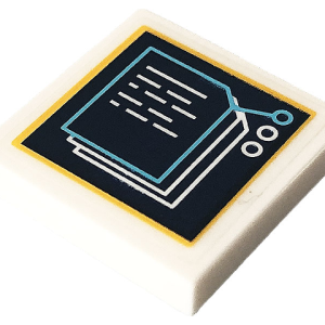 3068bpb1948 - Tile 2 x 2 with Groove with Display Screen, Medium Azure and White Documents and Bright Light Orange Border Pattern (Sticker) - Set 41232