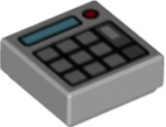 3070pb174 - Tile 1 x 1 with Keypad Buttons, Medium Azure Screen and Red Light (Calculator) Pattern