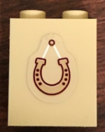 3245cpb101 - Brick 1 x 2 x 2 with Inside Stud Holder with Hanging Horseshoe Pattern (Sticker) - Set 41126