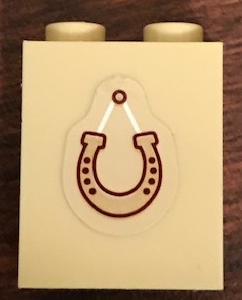3245cpb101 - Brick 1 x 2 x 2 with Inside Stud Holder with Hanging Horseshoe Pattern (Sticker) - Set 41126
