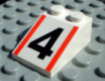 3298pb025 - Slope 33 3 x 2 with Number 4 and Red Stripes Pattern