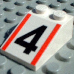 3298pb025 - Slope 33 3 x 2 with Number 4 and Red Stripes Pattern