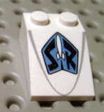 3298pb040 - Slope 33 3 x 2 with White Rocket and Black 'SR' Pattern