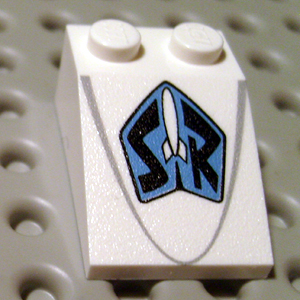 3298pb040 - Slope 33 3 x 2 with White Rocket and Black 'SR' Pattern