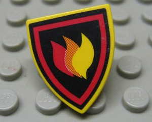 3846pb025 - Minifigure, Shield Triangular  with Fire Logo Pattern (Sticker) - Set 7240