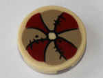 4150pb123 - Tile, Round 2 x 2 with Dark Tan and Dark Red Pillow with Stitches Pattern (Sticker) - Set 79010
