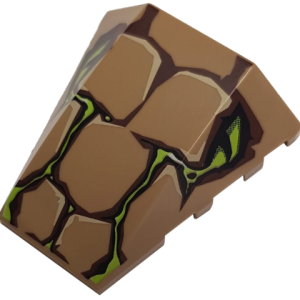 47753pb028 - Wedge 4 x 4 Triple Curved No Studs with Scales and 2 Lime Eyes Pattern