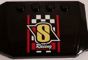 52031pb087 - Wedge 4 x 6 x 2/3 Triple Curved with 'S Racing' and Black and White Checkered Pattern (Sticker) - Set 60084