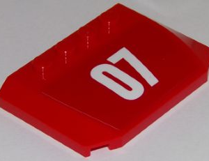 52031pb097 - Wedge 4 x 6 x 2/3 Triple Curved with White '07' on Red Background Pattern (Sticker) - Set 60107